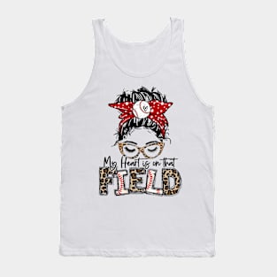 My Heart Is On That Field Baseball Tee Leopard Baseball Mom Tank Top